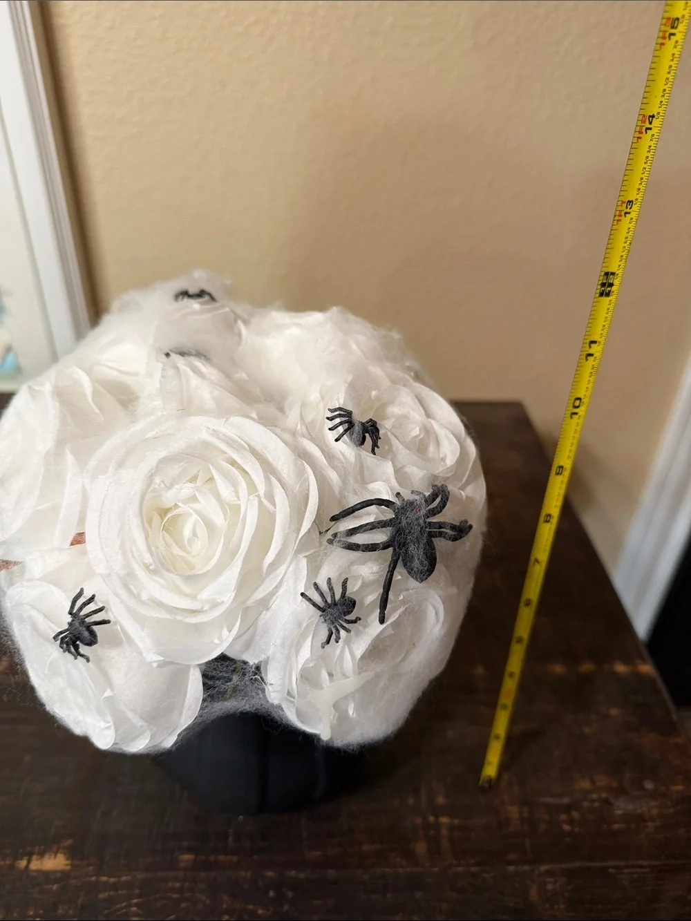 White Halloween Bouquet with Black Spider Accents - Home Accents